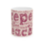 Pink and tan design with Teach, Coffee Repeat in different sizes on the mug