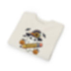 Folded sweat shirt of a ghost holding a pencil and personalized