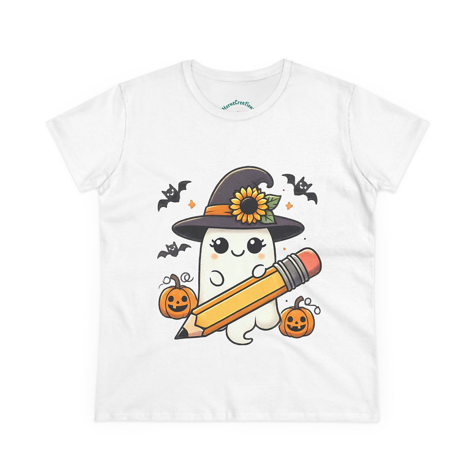 front view of the ghost shirt with personalized pencil