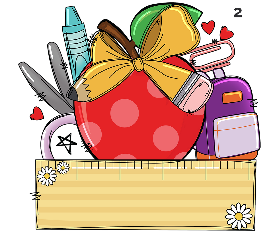 Thumbnail: Personalized School shirt design, apple,ruler, school supplies for kids DTF iron