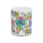 Fron view of the 3 d puff design of ceramic mug that is personalized
