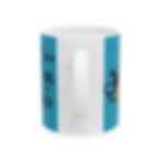 The handle side of the mug showing the stopping point of the design