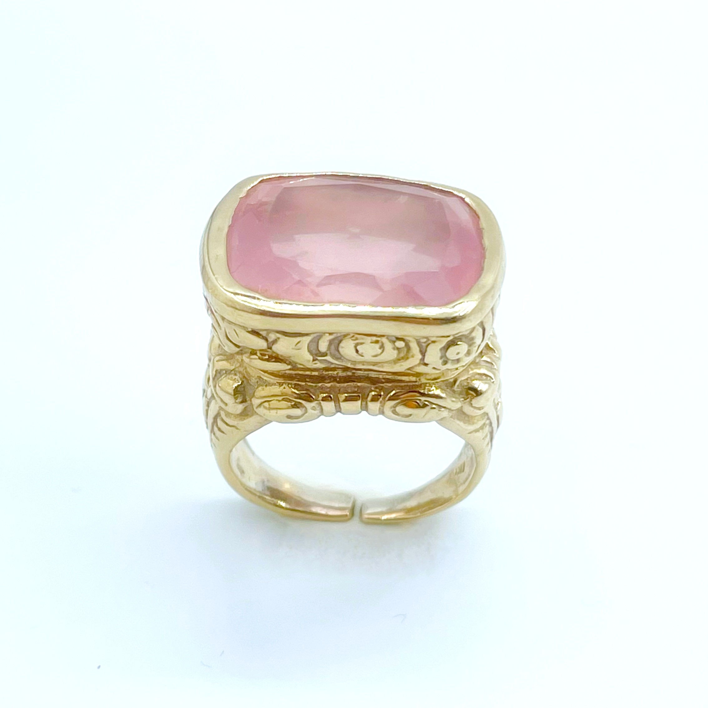Rose Quartz Antique English Style Ring
