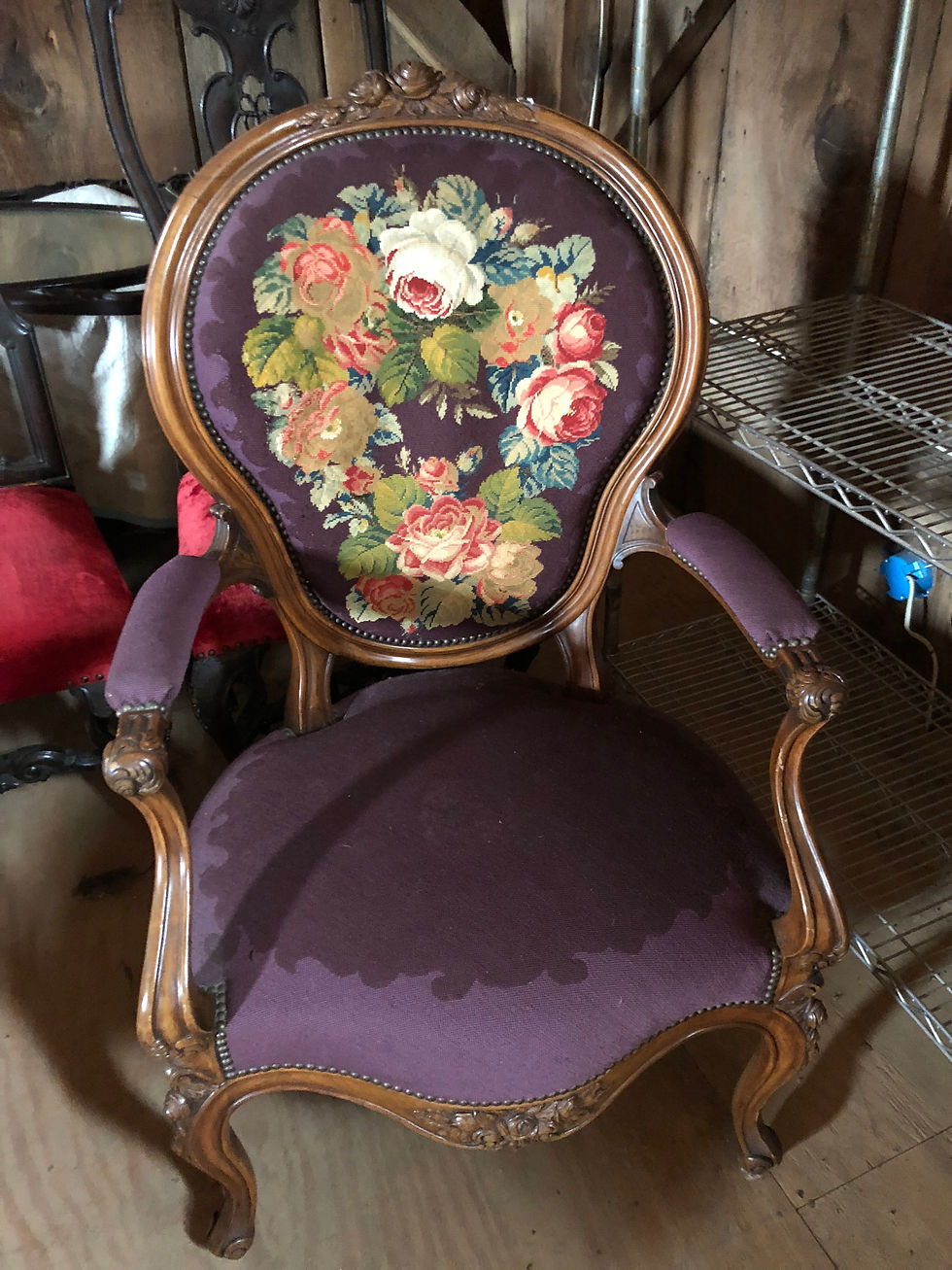 Vintage Floral Purple Chair