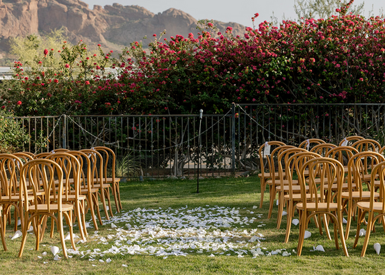 Altar Setup with classic bentwood chairs