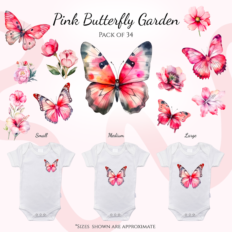 Thumbnail: Pink Butterfly Garden DTF Heat Transfer Packs