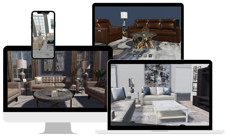 Rooms designed in 3Dream.net, displayed on various devices