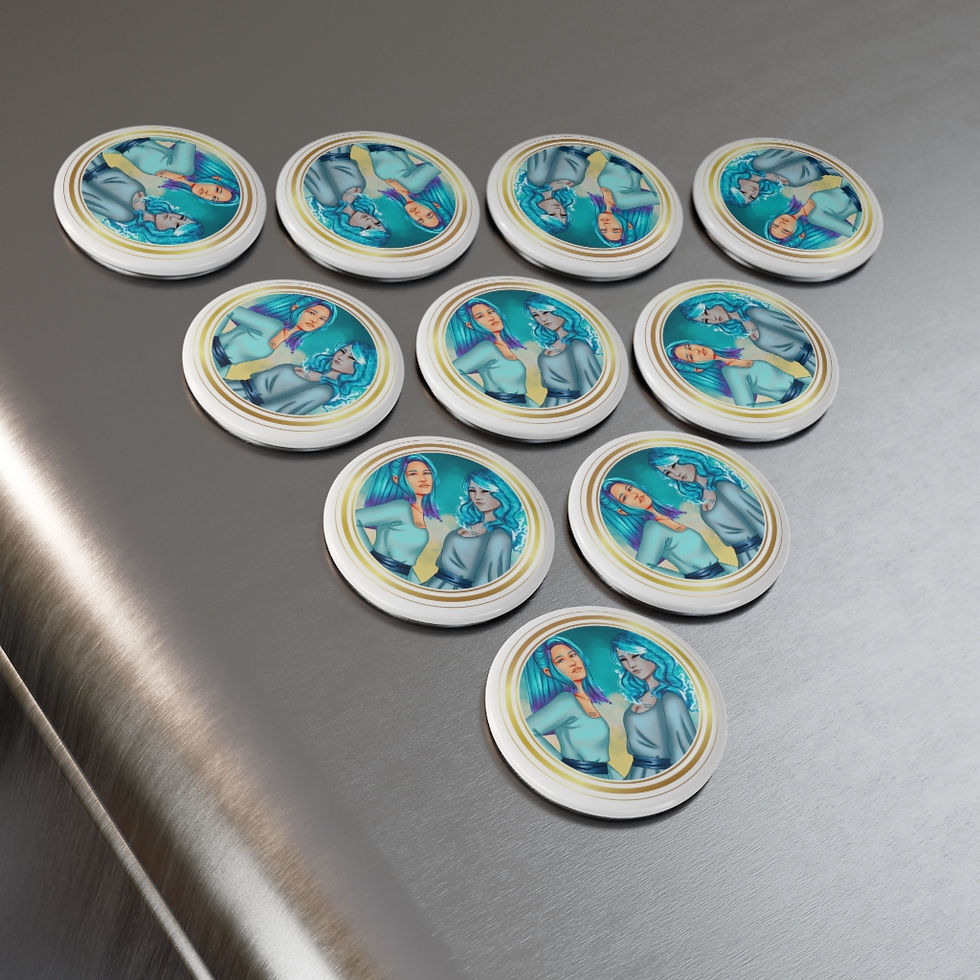 Thumbnail: Aquarius - Magnet, Round (1 & 10 pcs)