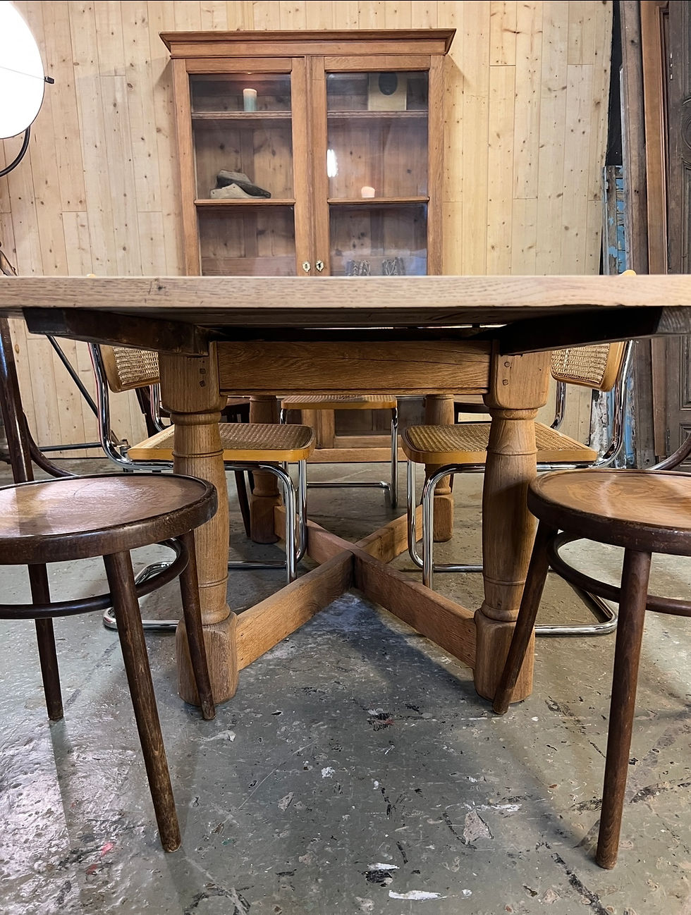 Miniature : Ancienne table de ferme en chene avec rallonges 