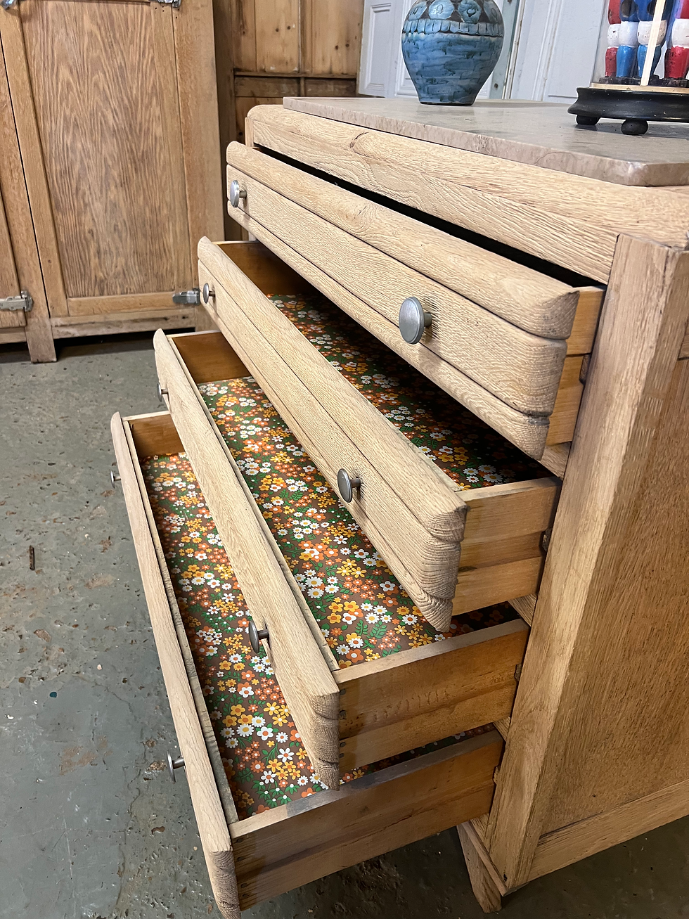 Miniature : Commode vintage chêne brut 