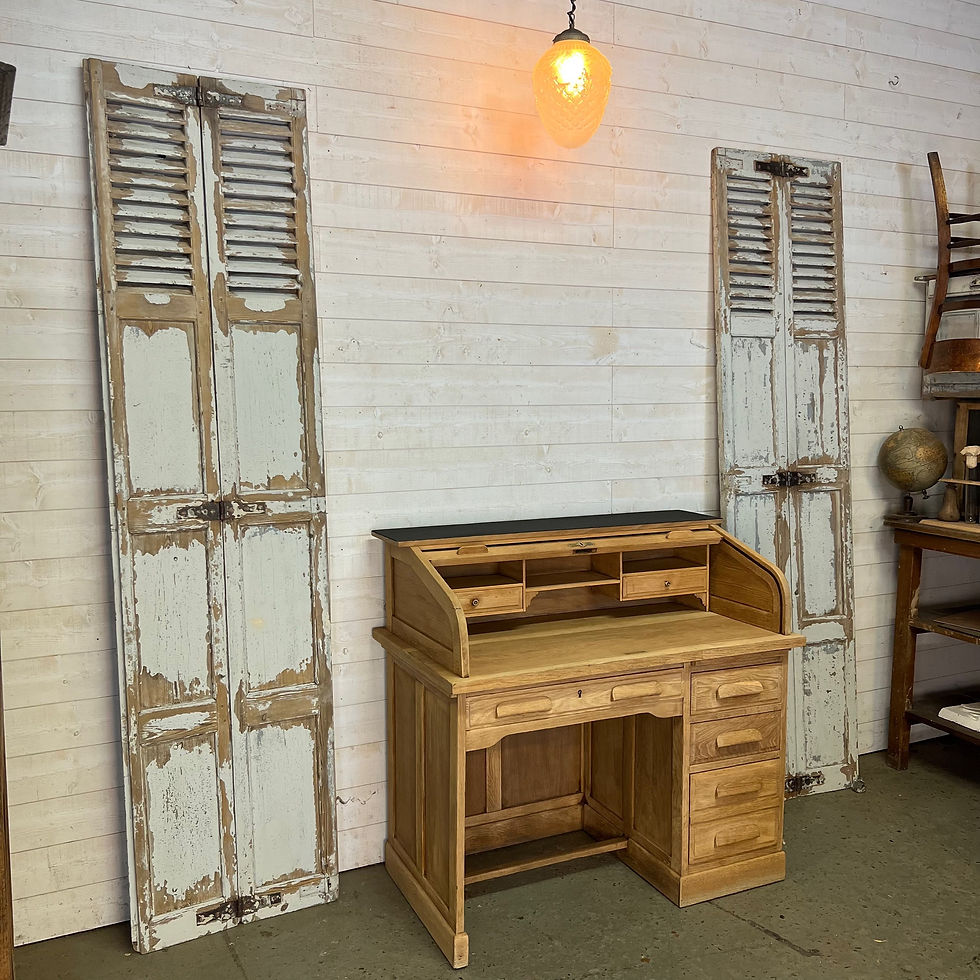 Miniature : Bureau américain en chêne brut 1950