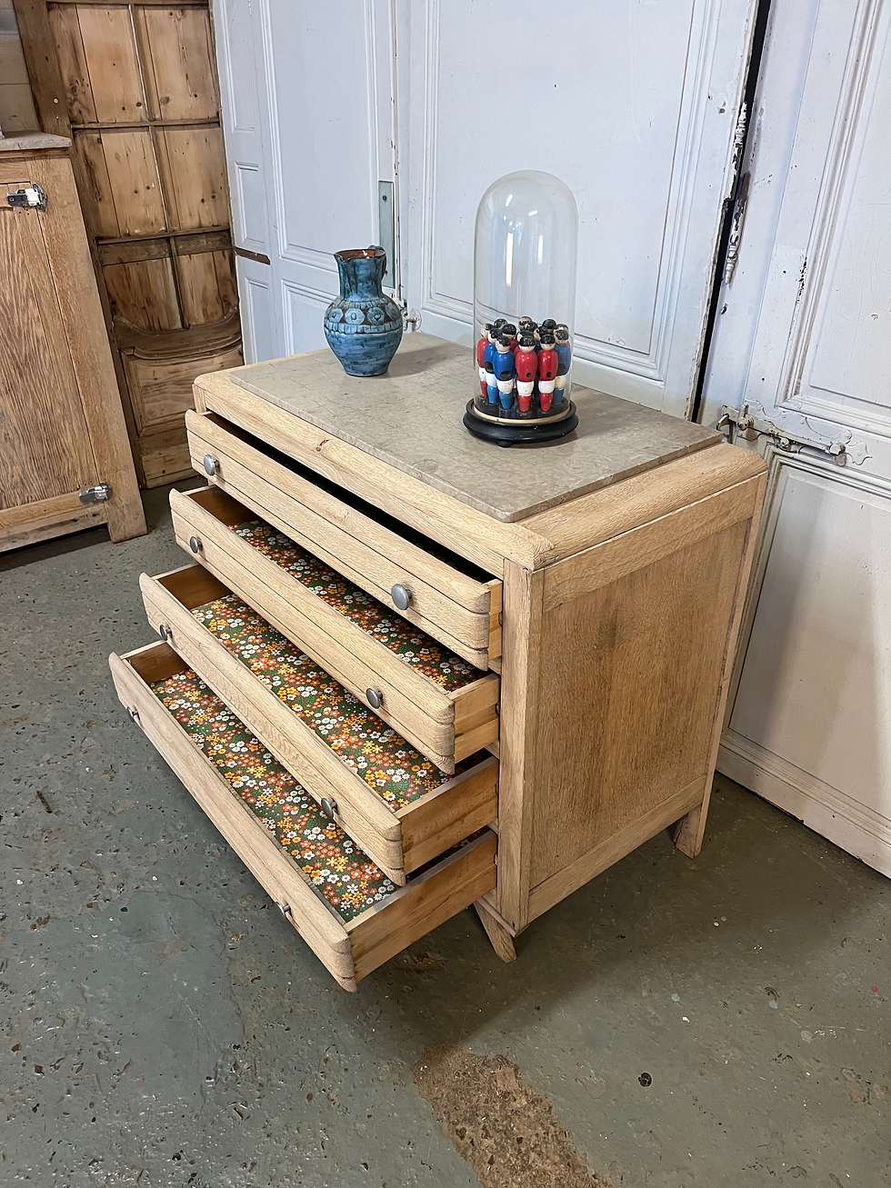 Miniature : Commode vintage chêne brut 