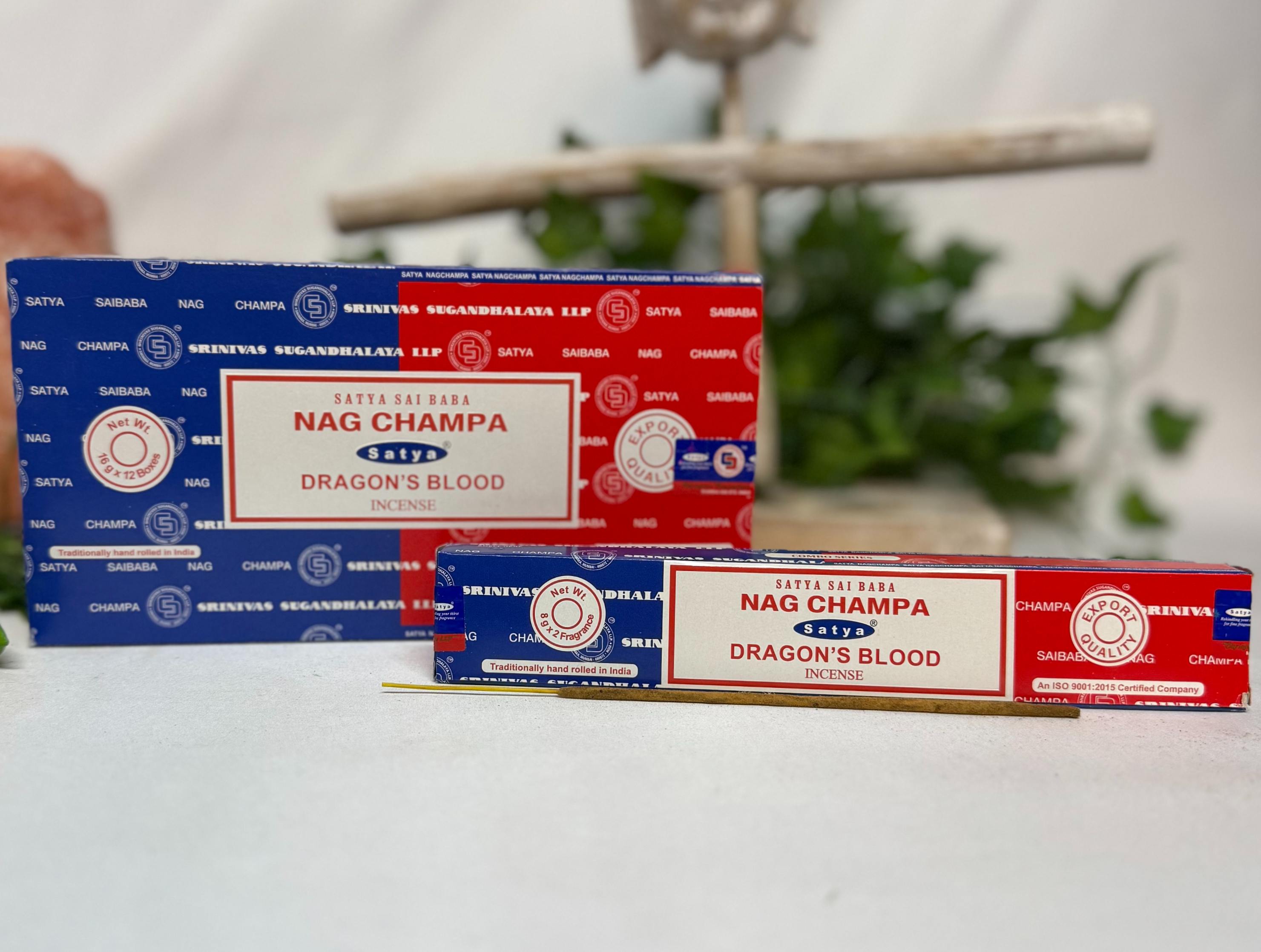 Nag Champa & Dragons Blood Satya Incense in Blue & Red Box