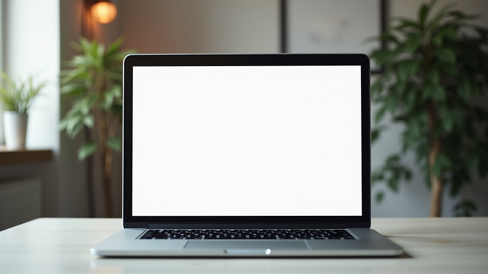 Eye-level view of a clean, modern website layout on a laptop