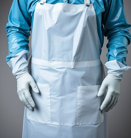 Plastic aprons and gloves stock image.jpg