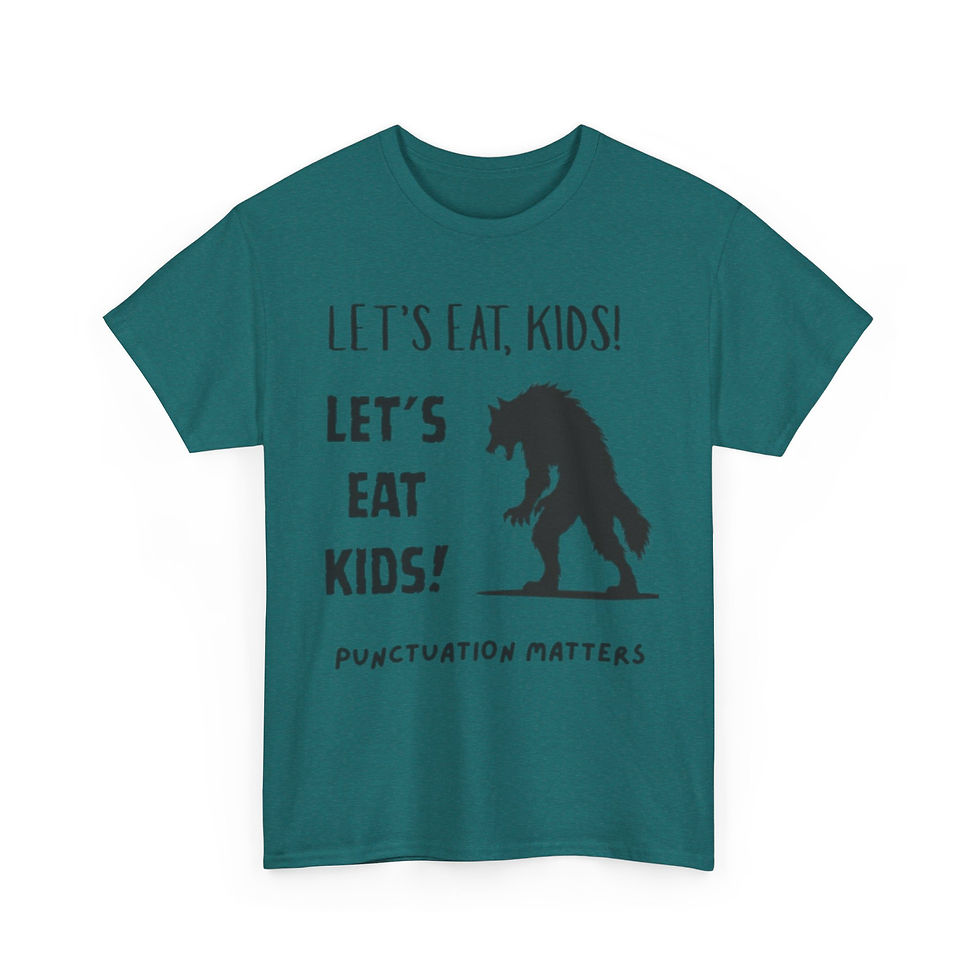 Thumbnail: Unisex Heavy Cotton Tee - Let's Eat Kids! Grammar humor T-Shirt for teachers