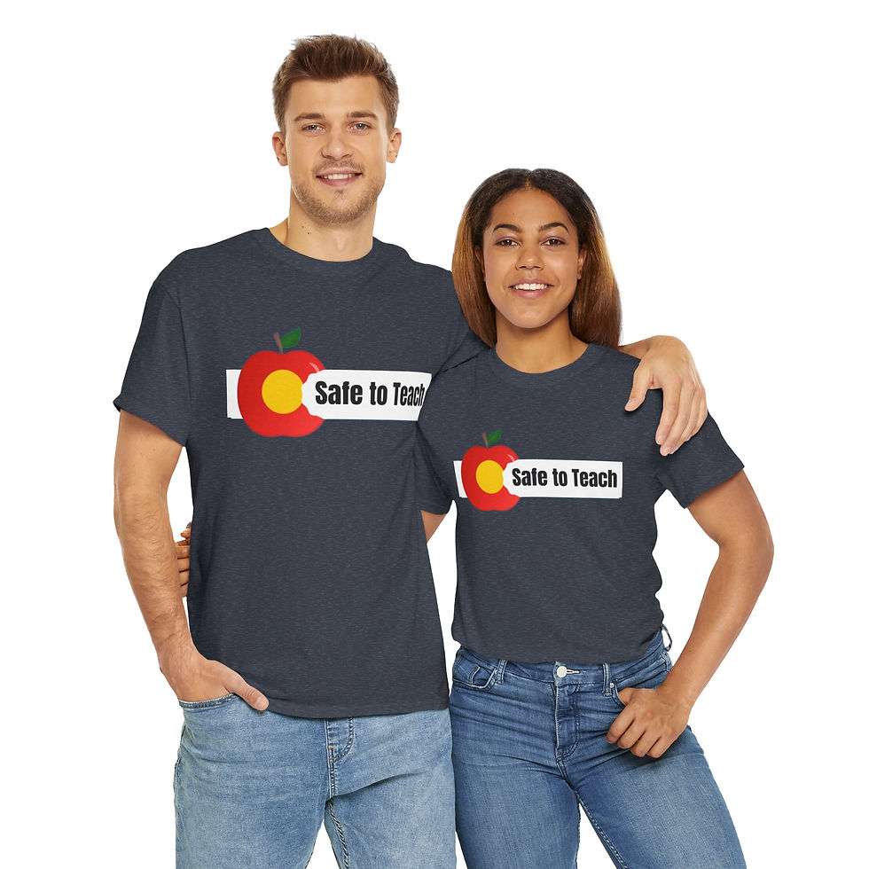Thumbnail: Safe to Teach Colorado Unisex Heavy Cotton T-shirt, Teacher Appreciation Gift