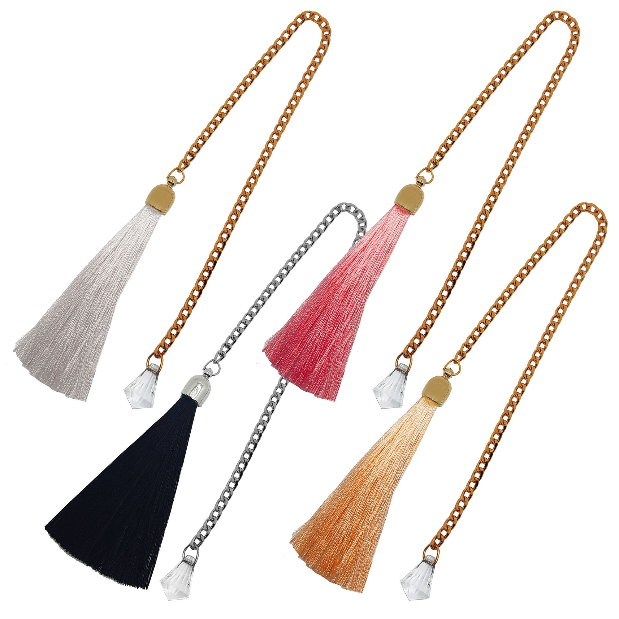 Pingente Corrente Strass  com Cristal e Pompom - 180092
