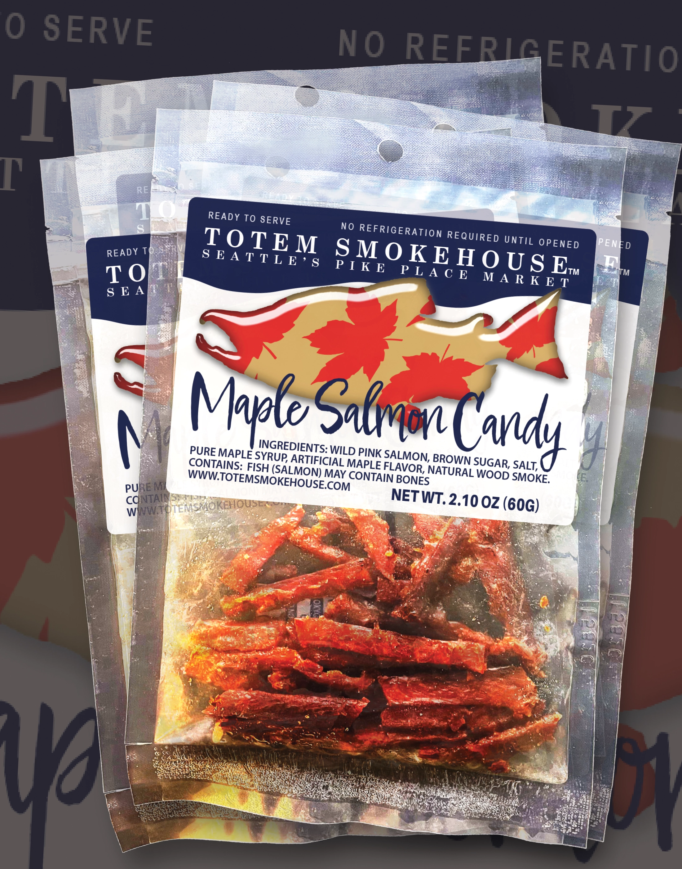 4-2.10 oz Maple Salmon Candy