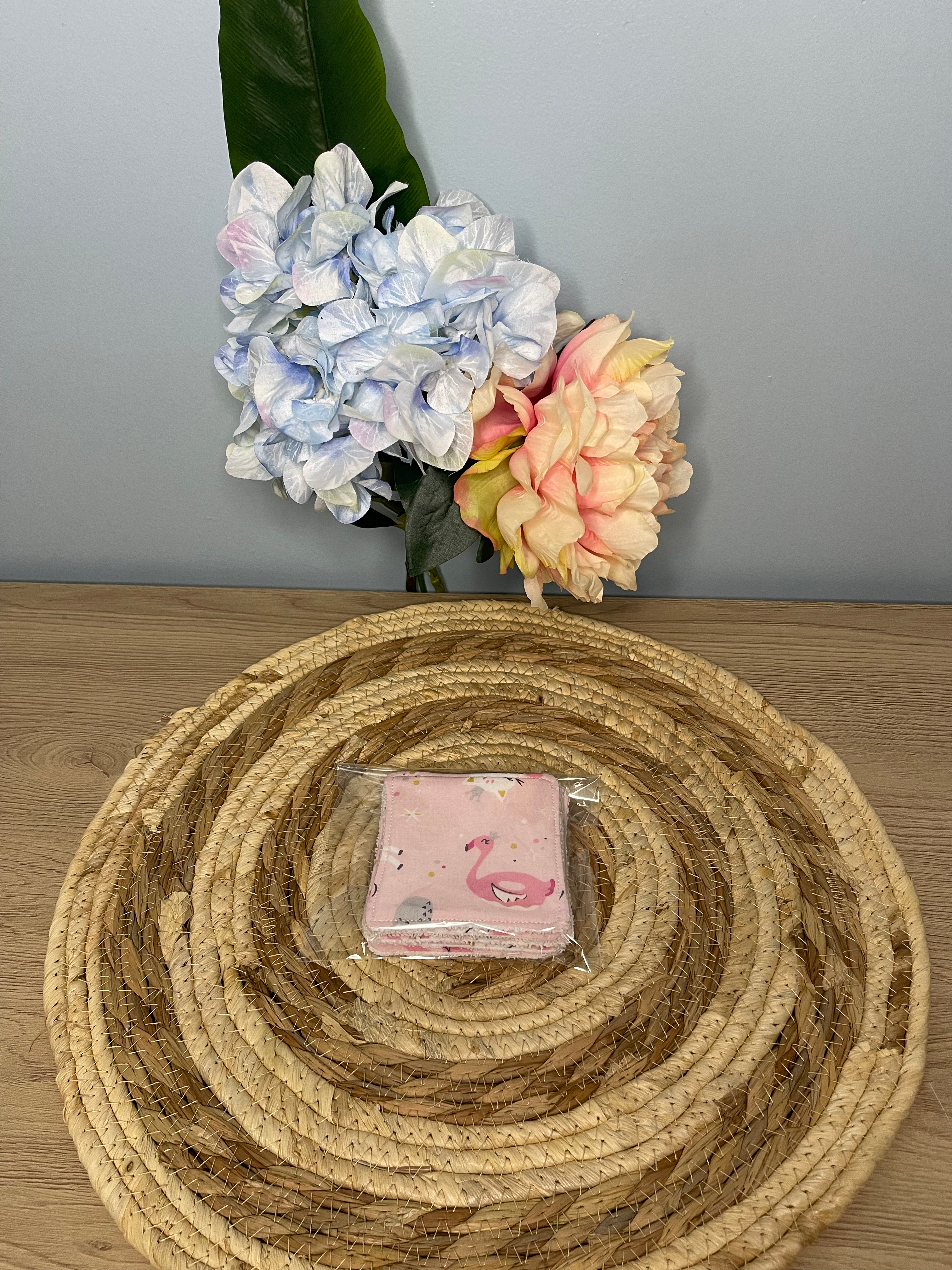 Lot de 6 cotons flamant rose et licorne réutilisable