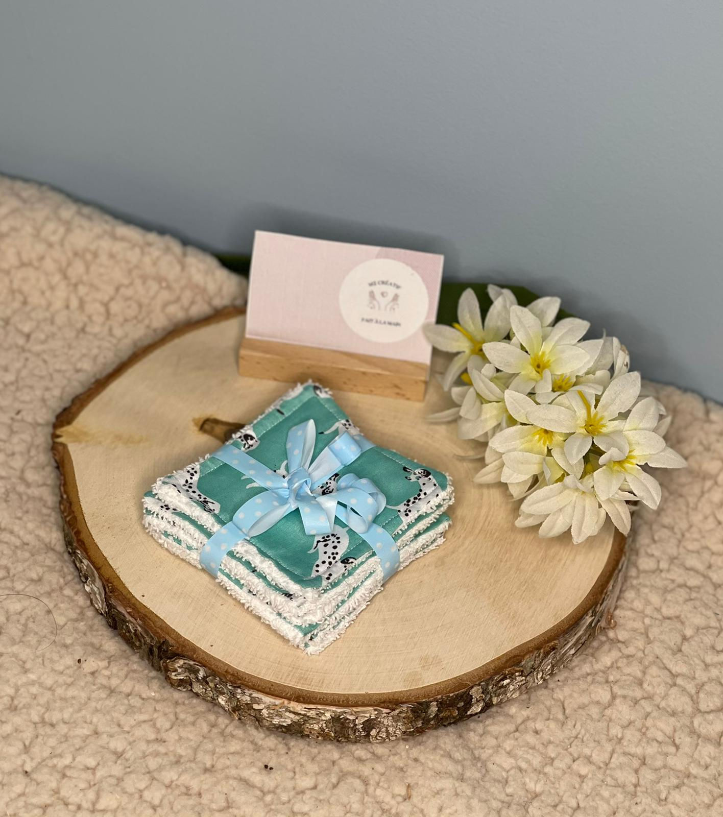 LOT DE 6 CARRÉS DE COTON BLEU