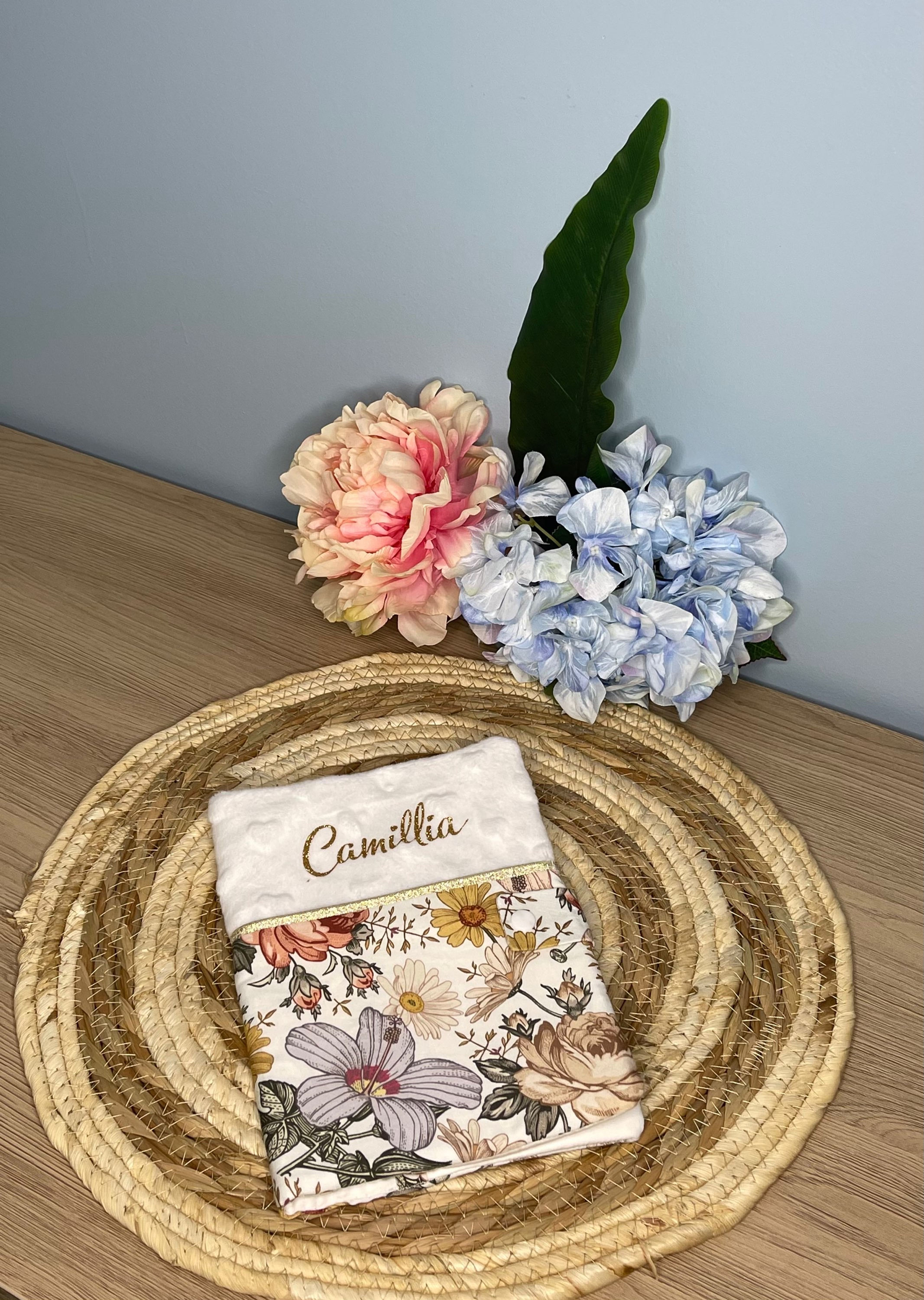 Protège carnet de santé fleur vintage 