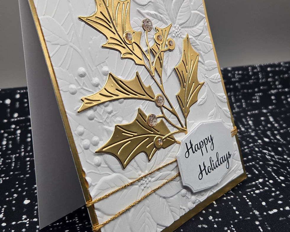 Thumbnail: Elegant Gold & White Christmas Holly Card Set (Set of 8)