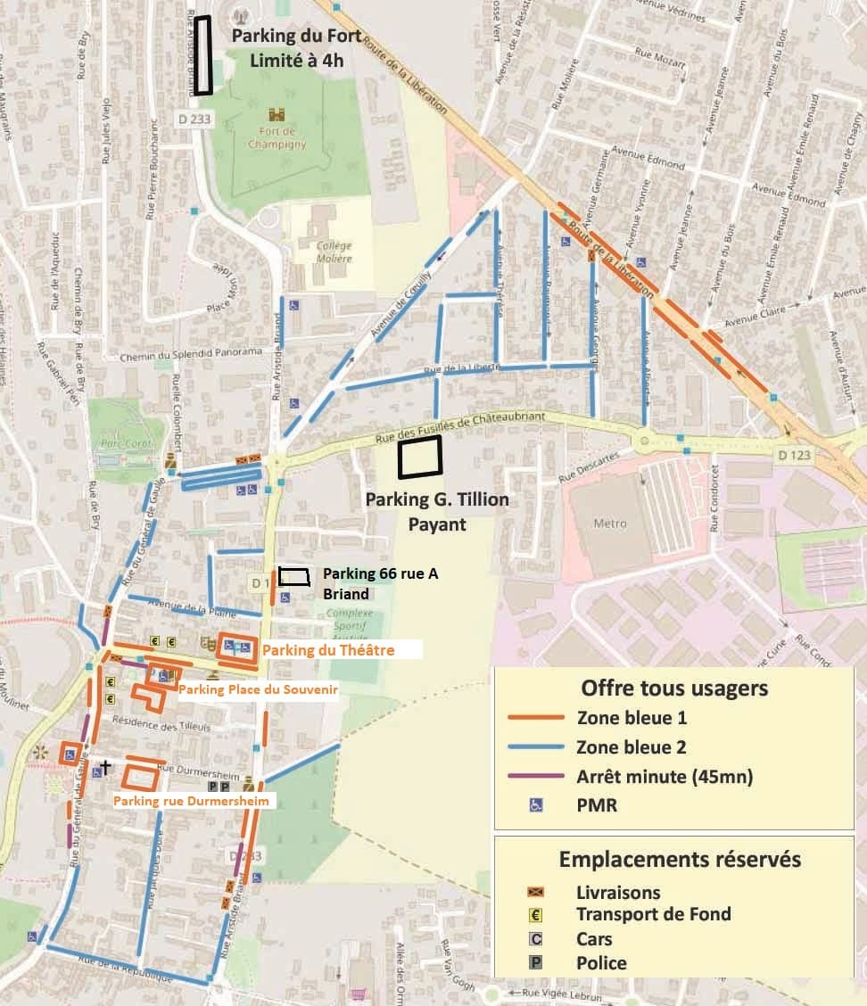 carte zone bleue Chennevières sur Marne