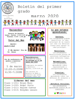 1st Grade Newsletter