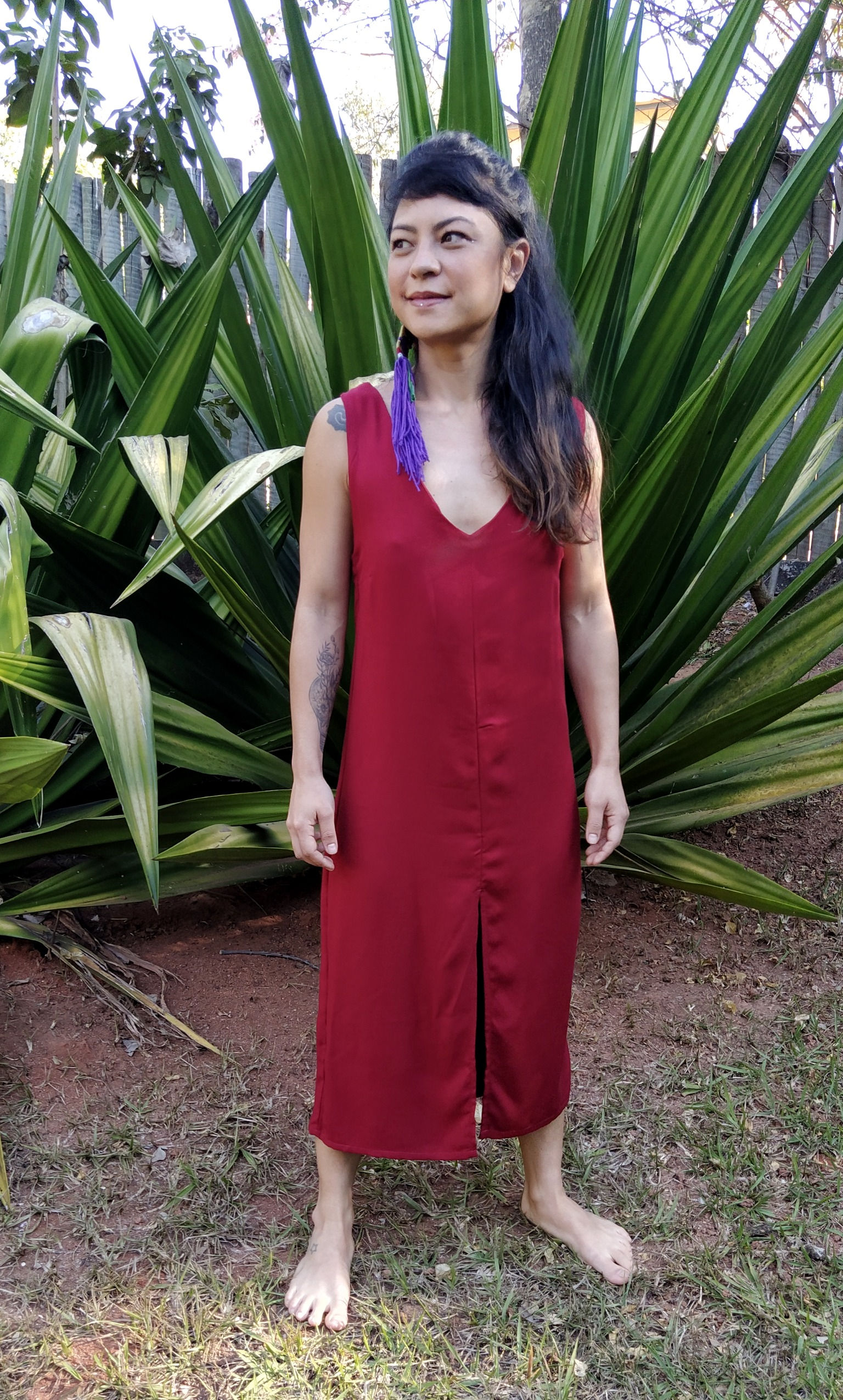 Vestido Tá Tudo Bem cor vinho