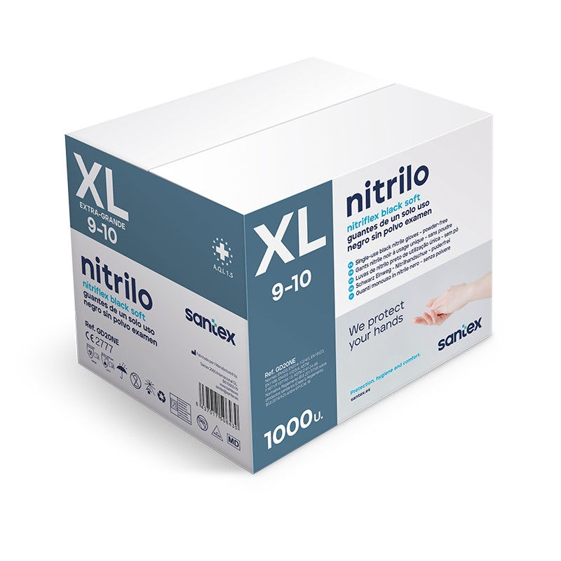 Indexkép: Nitriflex® Soft Black (3g) fekete púdermentes kesztyű - 1 karton (10x100db)