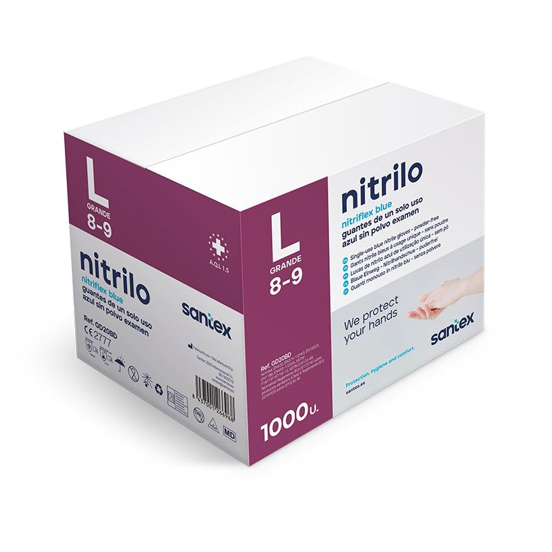 Indexkép: Nitriflex® Blue (3.5g) kék púdermentes nitril kesztyű - 1 karton(10x100db)