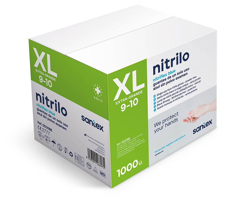 Indexkép: Nitriflex® Blue (3.5g) kék púdermentes nitril kesztyű - 1 karton(10x100db)
