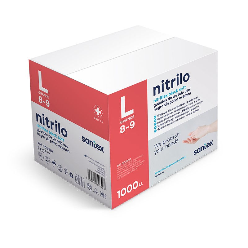 Indexkép: Nitriflex® Black (3.5g) fekete púdermentes nitril kesztyű - 1 karton (10x100db)
