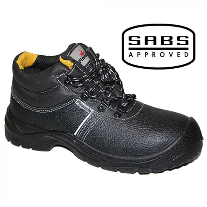 Black Roko Chukka Style Safety Boots SABS Approved logo for work safety.