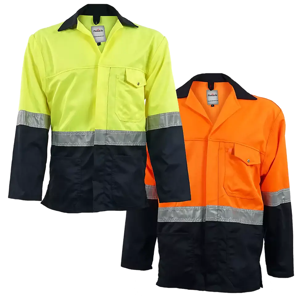 Two reflective work shirts with high visibility, Reflective Jacket 65/35 Polycotton, safety wear.