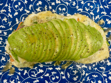 Garden herb omelet with avocado