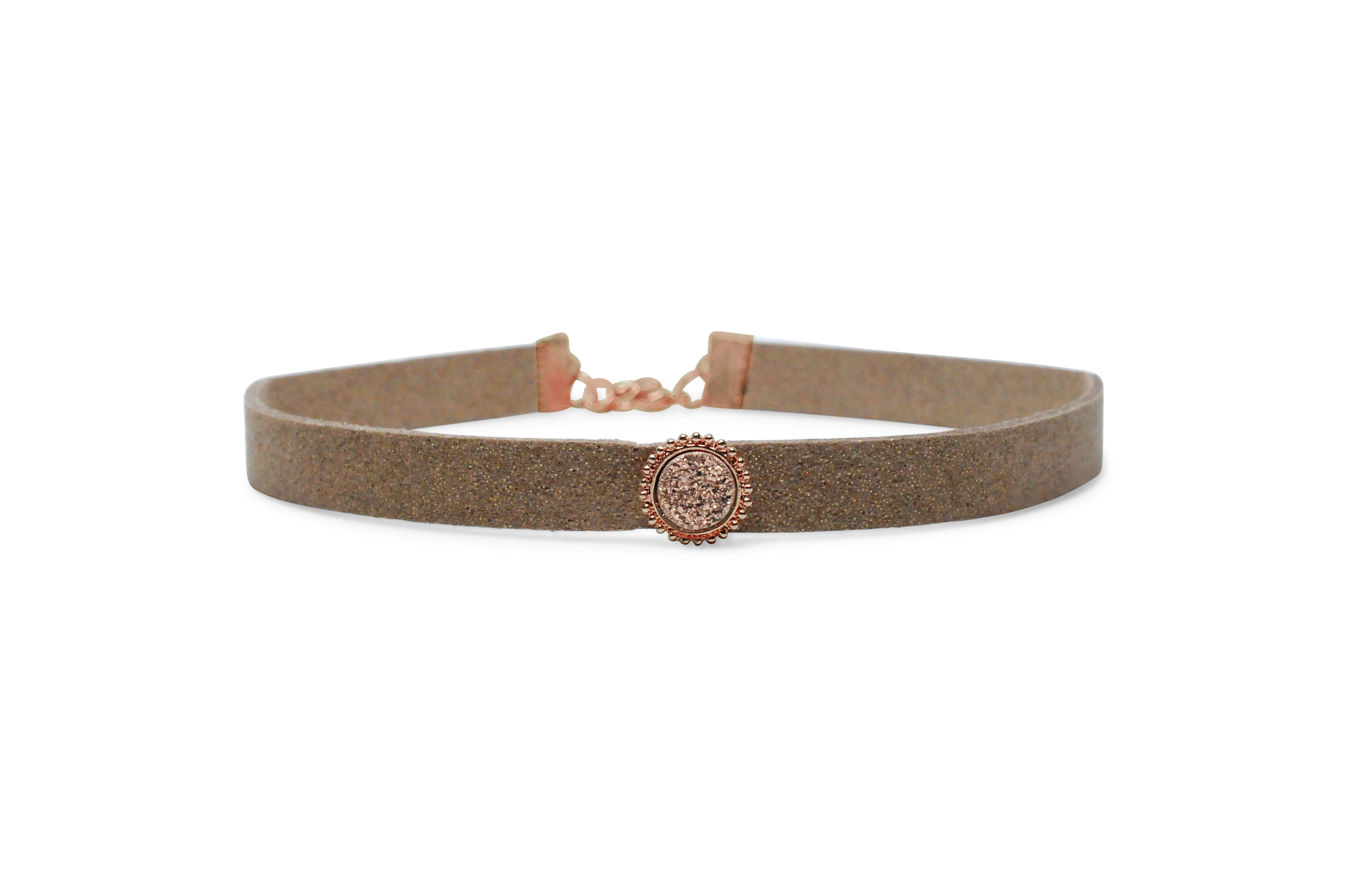 Tan Sparkle Suede Druzy Choker