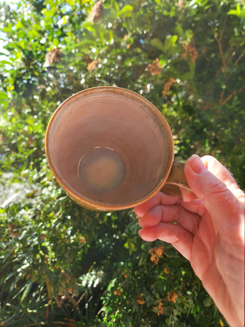 Thumbnail: Glossy tan handled mug