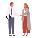 Man and woman shake hands