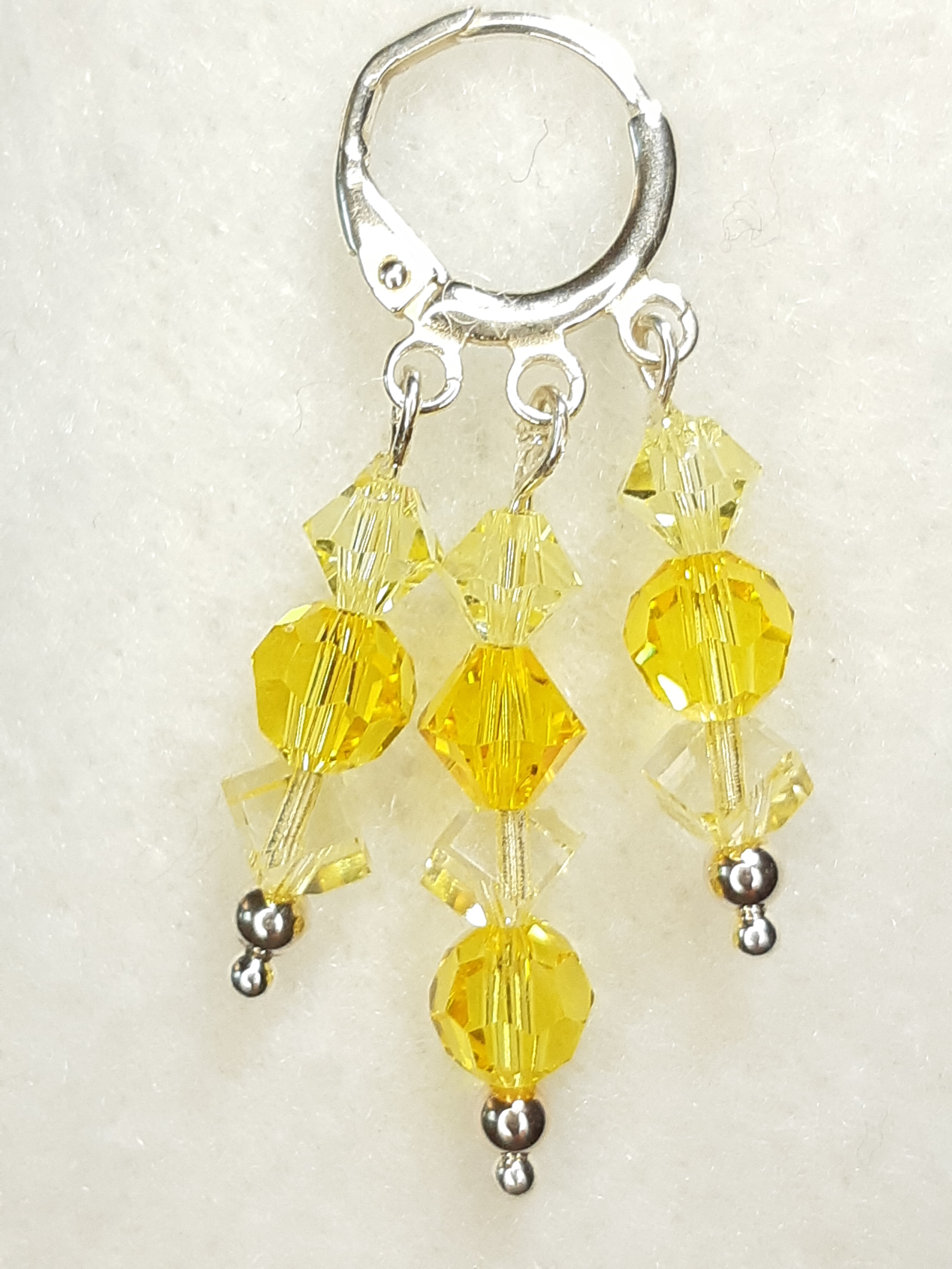 Yellow Swarovski 3 strand Chandelier Earring