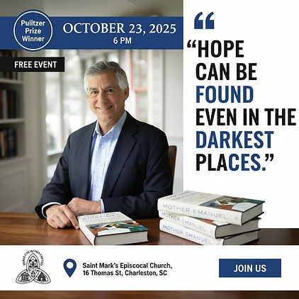 Pulitzer Prize–winning author Kevin Sack speaking at Saint Mark’s Episcopal Church in Char