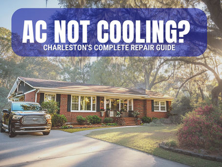 Charleston SC brick ranch home with oak trees showing typical Lowcountry residential property needing AC repair services