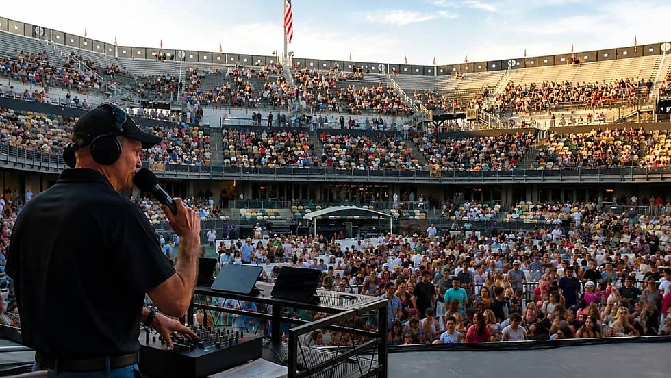 Shane Griffin performing as the pre-show DJ at Credit One Stadium in Charleston, SC before a Cole Swindell and Lee Brice concert.