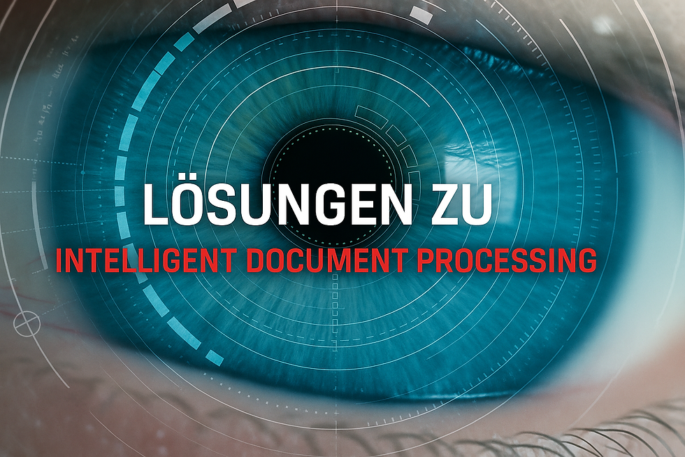 Iris eines Auges mit Schriftzug ‚Lösungen zu Intelligent Document Processing