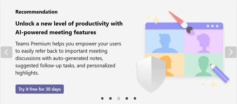 Teams Premium dashboard widget