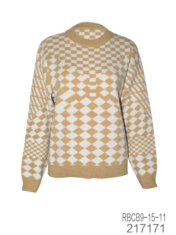 Thumbnail: Beige Printed Long Sleeve Knit Jumper