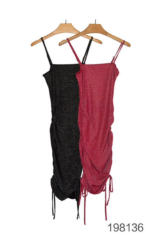 Adjustable Ruched Sparkly Dress