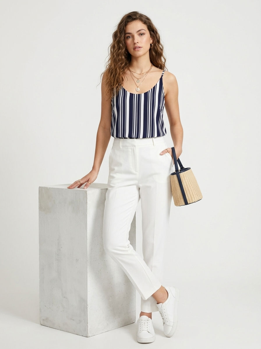 Striped Navy Singlet Top