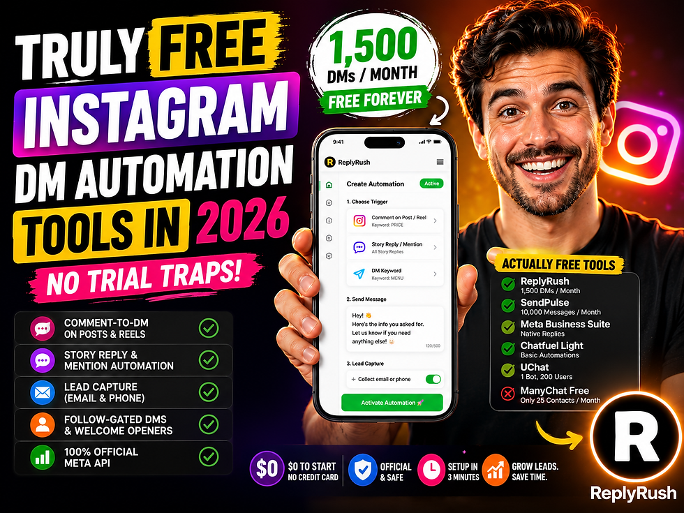 Comparison of truly free Instagram DM automation tools in 2026 versus free trials and limited demos